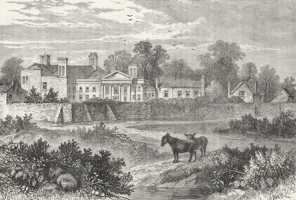 HAMPSTEAD. Caen wood, Lord Mansfield's House, in 1785 1880 old antique print